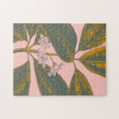 Roze en groene palmrond Botanische tekening Legpuzzel (Horizontaal)