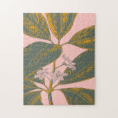 Roze en groene palmrond Botanische tekening Legpuzzel (Verticaal)