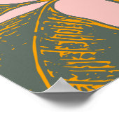 Roze en groene palmrond Botanische tekening Poster (Hoek)