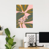 Roze en groene palmrond Botanische tekening Poster (Thuiskantoor)
