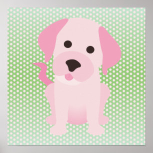 Roze en groene papaverhond poster