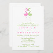 Roze en groene paren weduwingshower kaart (Voorkant / Achterkant)