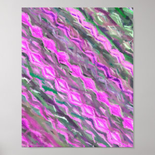 Roze en groene pasteelkrijt abstracte kunst poster