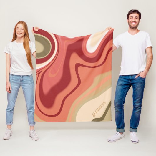 Roze en Groene Pastel Abstracte Aangepaste Inspiri Fleece Deken (In situ)