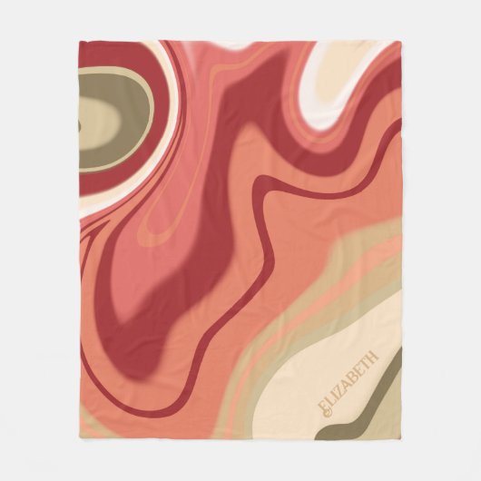 Roze en Groene Pastel Abstracte Aangepaste Inspiri Fleece Deken (Voorkant)