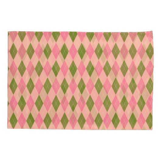 Roze en groene pastel Argyle Plaid Pattern Kussensloop (Achterkant)