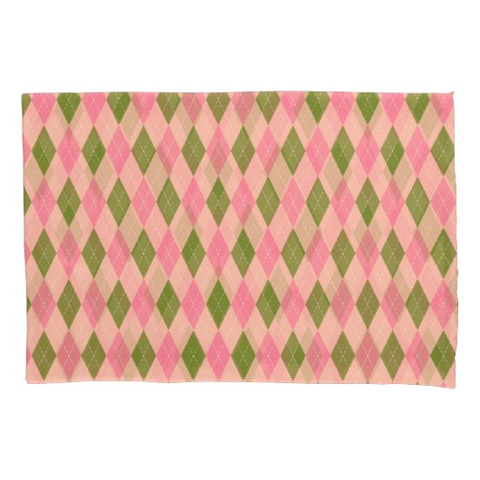 Roze en groene pastel Argyle Plaid Pattern Kussensloop (Voorkant)