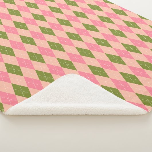 Roze en groene pastel Argyle Plaid Pattern Sherpa Deken (3/4)
