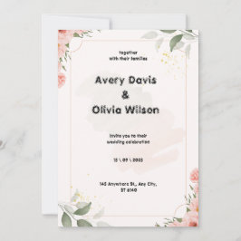 Roze en groene pastel Waterverf Floral Elegant We Feestdagenkaart