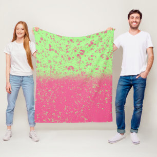 Roze en groene pastelspatten fleece deken