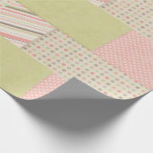 Roze en groene patchwork cadeaupapier (Hoek)