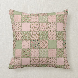 Roze en Groene Patchwork Design Home Decor  Kussen