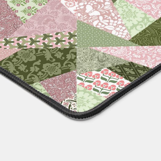 Roze en Groene Patchwork-Look Desk Mat (Hoek)