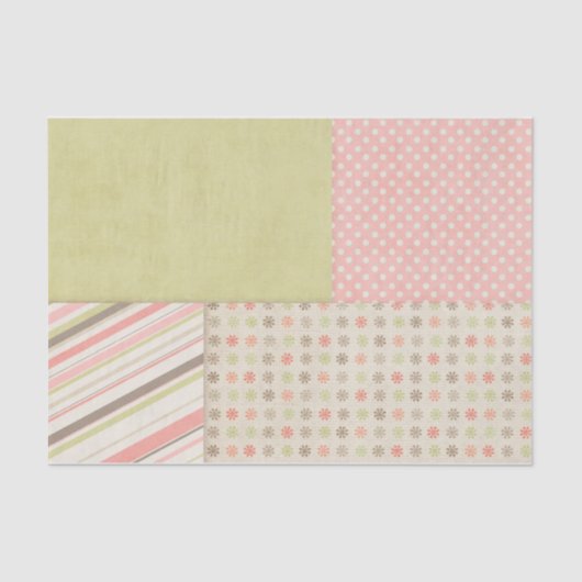 Roze en groene patchwork tissuepapier (Voorkant)