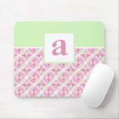 Roze en groene patroonmonogrammed Mousepad Muismat (Met muis)