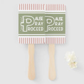 roze en groene Pauze Pray Doorgaan Christelijk Handwaaier (Voorkant en achterkant)