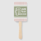 roze en groene Pauze Pray Doorgaan Christelijk Handwaaier (Achterkant)