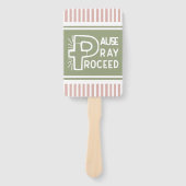 roze en groene Pauze Pray Doorgaan Christelijk Handwaaier (Voorkant)