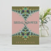 Roze en Groene Peacock Lace Vrijgezellenfeest nodi Kaart (Staand voorkant)