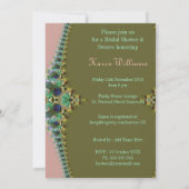 Roze en Groene Peacock Lace Vrijgezellenfeest nodi Kaart (Achterkant)