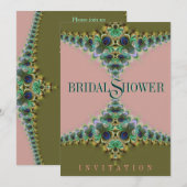 Roze en Groene Peacock Lace Vrijgezellenfeest nodi Kaart (Voorkant / Achterkant)