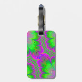 Roze en groene Peacock Tail Bagagelabel (Achterkant verticaal)