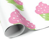 Roze en groene perskoeken, omslagpapier cadeaupapier (Rol Hoek)