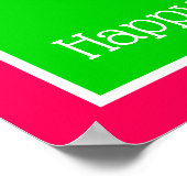 Roze en Groene Persoonlijke Happy Birthday Song Poster (Hoek)