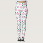 Roze en Groene Pickleball Leggings<br><div class="desc">Deze leggings hebben een patroon van pickleball paddles. Kleuren zijn roze en groen.</div>