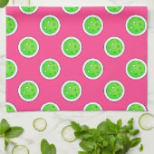 Roze en groene pickleballs Preppy Keuken Theedoek (Gevouwen)
