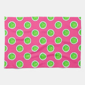 Roze en groene pickleballs Preppy Keuken Theedoek (Horizontaal)