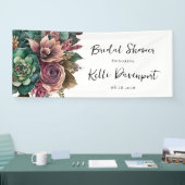 Roze en Groene Pioen Succulente Bruidsdouche Spandoek (Beurs)
