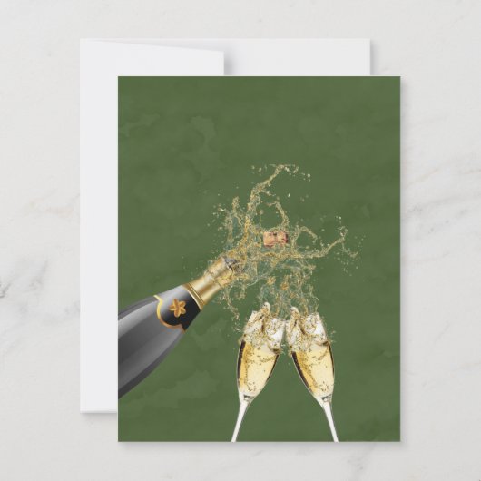 Roze en groene pioenroos brunch & bubbels uitnodig kaart (Achterkant)