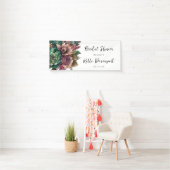 Roze en groene pioenroos succulente bruidsdouche spandoek (Insitu)