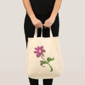 Roze en groene Poetica-bloem Tote Bag (Voorkant (product))