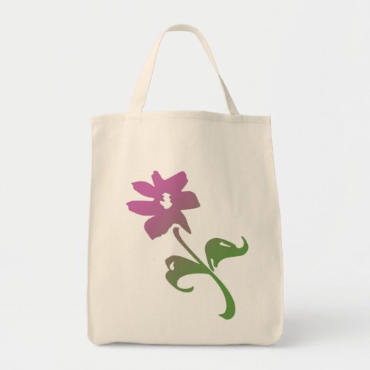 Roze en groene Poetica-bloem Tote Bag (Voorkant)