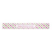 Roze en groene poka Dot Birthday Gift Pattern Satijnen Lint (Voorkant)