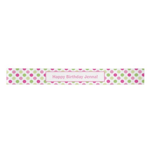 Roze en groene poka Dot Birthday Gift Pattern Satijnen Lint (Voorkant)