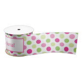 Roze en groene poka Dot Birthday Gift Pattern Satijnen Lint (Spoel)