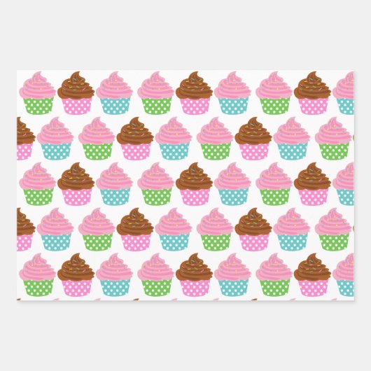 Roze en groene poka Dots Cupcakes Gift Wrap Sheets Inpakpapier Vel (Voorkant 2)