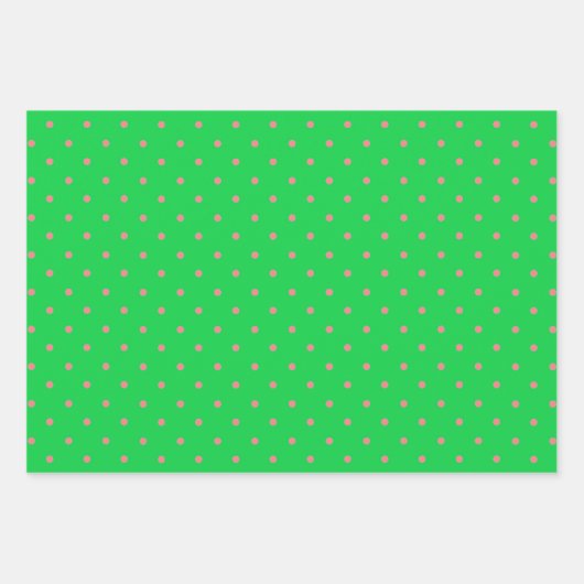 Roze en groene poka Dots Trio Inpakpapier Vel (Voorkant 3)