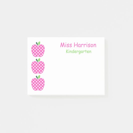 Roze en Groene Polka Dot Appels Post-it® Notes (Voorkant)