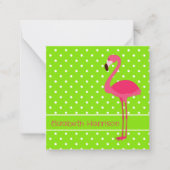 Roze en Groene Polka Dot Flamingo Gepersonaliseerd Notitiekaartje (Voorkant)