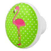 Roze en groene Polka Dot Flamingo Keramische Knop (Rechts)