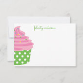 Roze en Groene Polka Dot Persoonlijke Notitiekaart (Voorkant)