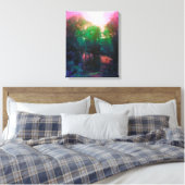 Roze en Groene Pond en Willow Canvas Afdruk (Insitu (Slaapkamer))