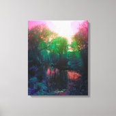 Roze en Groene Pond en Willow Canvas Afdruk (Voorkant)