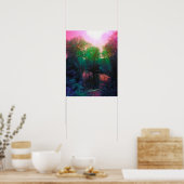 Roze en Groene Pond en Willow Poster (Keuken)