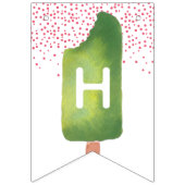 Roze en Groene Popsiche Happy Birthday Vlaggetjes (Tweede vlag)