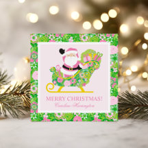Roze en groene preppy Palm Beach Kerstman-omheinin